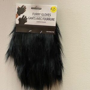 Furry Black Gloves Halloween costume accessory